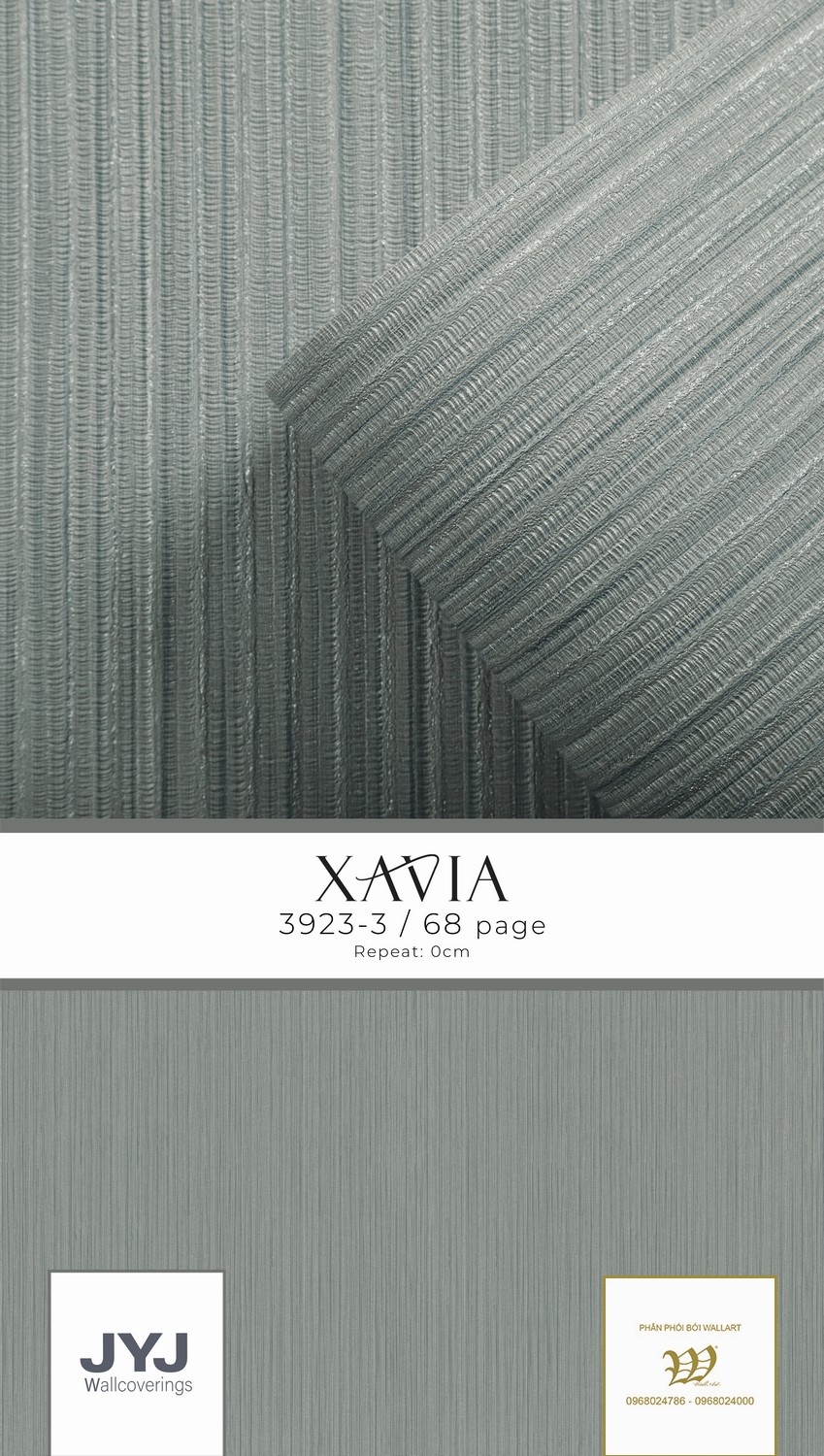 Giấy dán tường kẻ sọc tăm màu ghi Xavia 3923-3